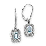 Sterling Silver Rhodium-plated Diamond & Light Blue Topaz Earrings QE10165BT - shirin-diamonds
