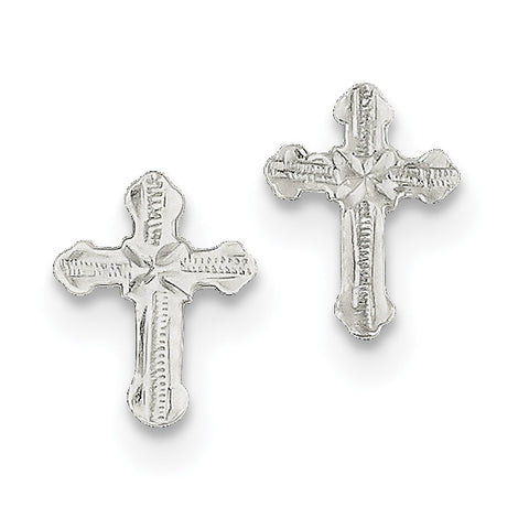 Sterling Silver Cross Mini Earrings QE101 - shirin-diamonds