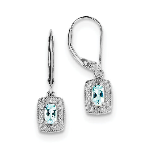 Sterling Silver Rhodium-plated Light Blue Topaz Diamond Earrings QE10215BT - shirin-diamonds