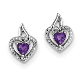 Sterling Silver Rhodium-plated Amethyst Diamond Earrings QE10229AM - shirin-diamonds