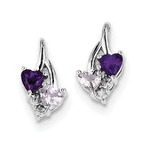 Sterling Silver Rhodium-plated Amethyst & Pink Quartz & Diamond Earrings QE10259PQ - shirin-diamonds