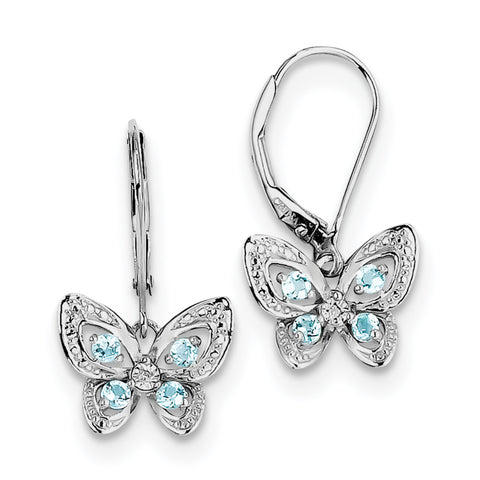 Sterling Silver Rhodium-plated Blue Topaz & Diamond Earrings QE10263BT - shirin-diamonds