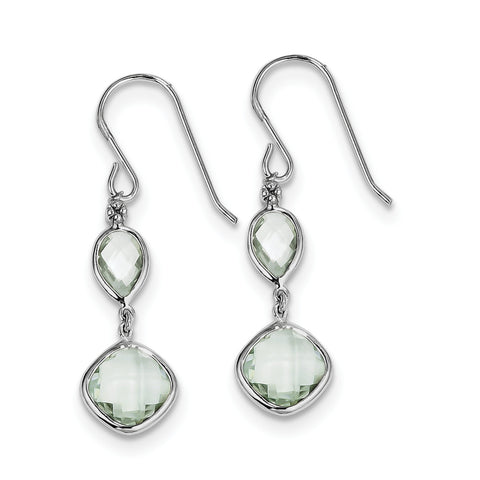 Sterling Silver Rhodium Plated Diamond Green Quartz Earrings QE10307AG - shirin-diamonds