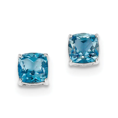 Sterling Silver Rhodium Plated London Blue Topaz Post Earrings QE10322BT - shirin-diamonds