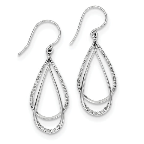 Sterling Silver Rhodium Plated Diamond Dangle Earrings QE10586 - shirin-diamonds
