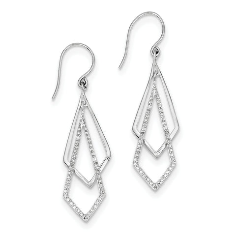 Sterling Silver Rhodium Plated Diamond Dangle Earrings QE10587 - shirin-diamonds