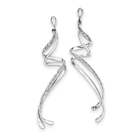 Sterling Silver Rhodium Plated Diamond Swirl Post Dangle Earrings QE10600 - shirin-diamonds