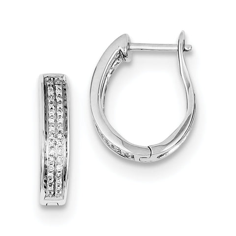 Sterling Silver Rhodium Diam. Oval Hinged Hoop Earrings QE10633 - shirin-diamonds