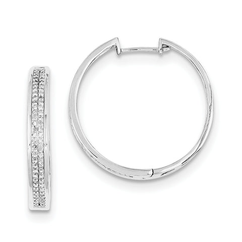 Sterling Silver Rhodium Diam. Round Hinged Hoop Earrings QE10639 - shirin-diamonds