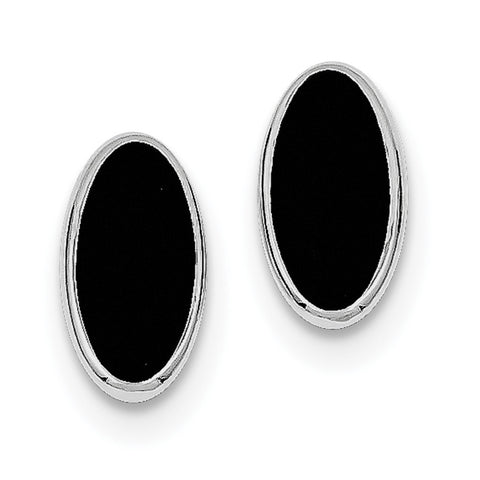 Sterling Silver ONYX INLAY Earrings QE1101 - shirin-diamonds
