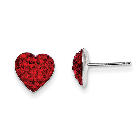 Sterling Silver Red Preciosa Crystal Heart Earrings QE11053 - shirin-diamonds