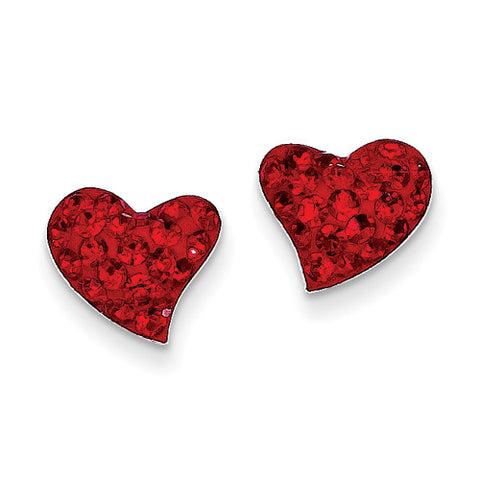 Sterling Silver Red Preciosa Crystal Heart Earrings QE11055 - shirin-diamonds