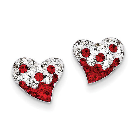 Sterling Silver Red and White Preciosa Crystal Heart Earrings QE11057 - shirin-diamonds