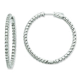 Sterling Silver Rhodium-plated CZ 80 Stones In & Out Hoop Earrings QE11060 - shirin-diamonds