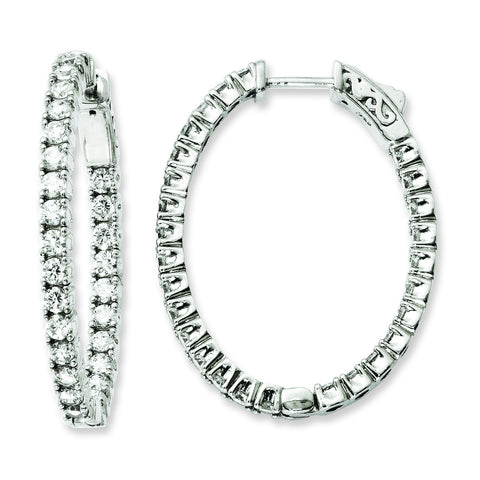 Sterling Silver Rhodium-plated CZ In & Out Oval Hoop Earrings QE11061 - shirin-diamonds