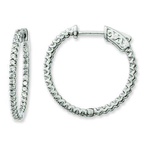 Sterling Silver Rhodium-plated CZ 66 Stone In and Out Hoop Earrings QE11062 - shirin-diamonds
