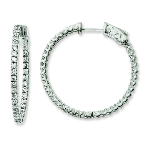 Sterling Silver Rhodium-plated CZ 74 Stone In and Out Hoop Earrings QE11063 - shirin-diamonds