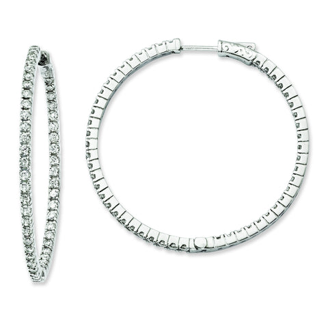 Sterling Silver Rhodium Plated CZ In and Out Hoop Earrings QE11066 - shirin-diamonds