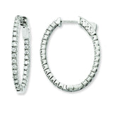 Sterling Silver Rhodium-plated CZ In and Out Oval Hoop Earrings QE11069 - shirin-diamonds