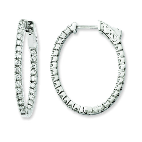 Sterling Silver Rhodium-plated CZ In and Out Oval Hoop Earrings QE11069 - shirin-diamonds