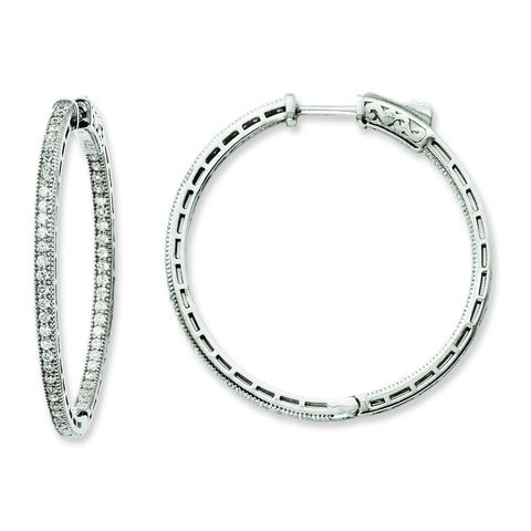 Sterling Silver Rhodium-plated CZ In and Out Hoop Earrings QE11070 - shirin-diamonds