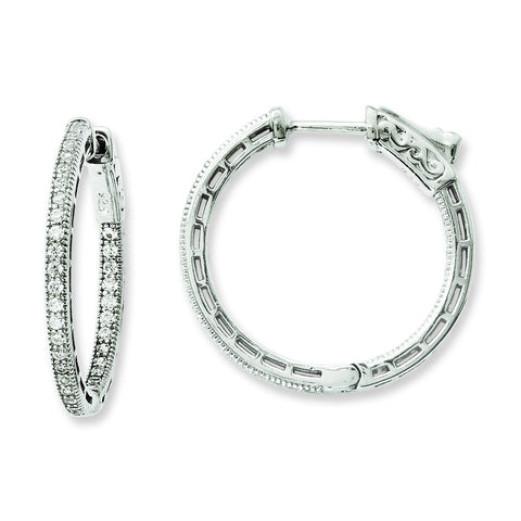 Sterling Silver Rhodium-plated CZ In and Out Hoop Earrings QE11072 - shirin-diamonds