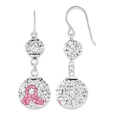Sterling Silver Crystal Awareness 2 Bead Earrings QE11081 - shirin-diamonds
