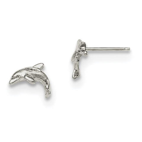 Sterling Silver Dolphin Mini Earrings QE110 - shirin-diamonds