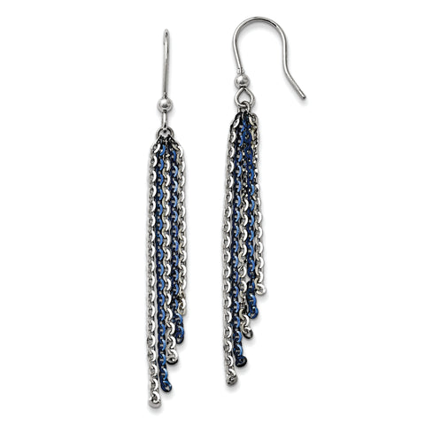 Sterling Silver Rhodium & Blue Plated Shepherd Hook Earrings QE11228 - shirin-diamonds