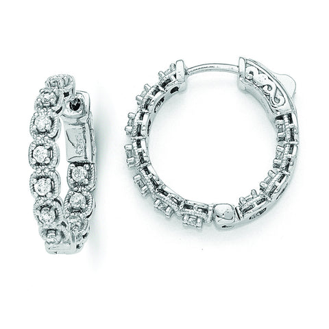 Sterling Silver Rhodium Plated CZ In and Out Hoop Earrings QE11268 - shirin-diamonds
