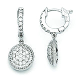 Sterling Silver Rhodium Plated CZ Hinged Hoop Dangle Earrings QE11293 - shirin-diamonds