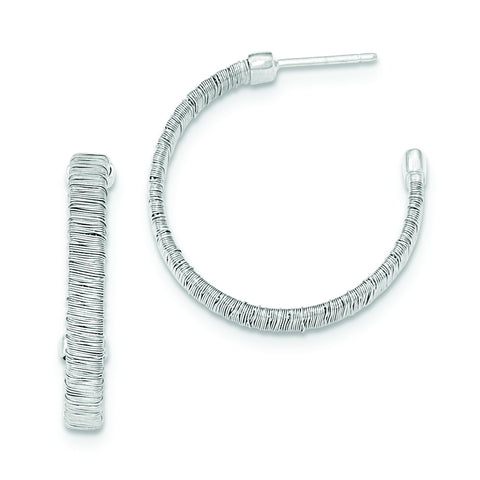 Sterling Silver Wrap Wire Hoop Post Earrings QE11394 - shirin-diamonds
