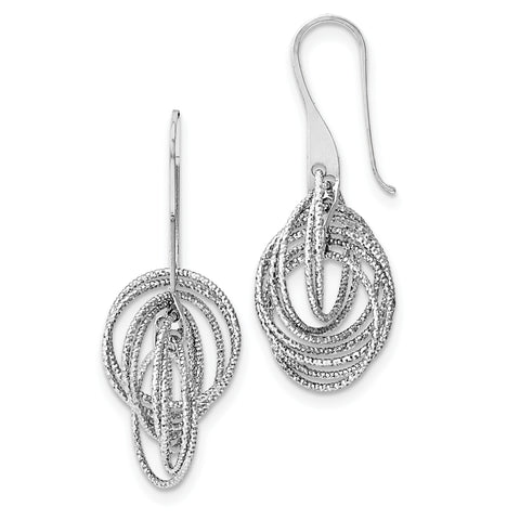 Sterling Silver Rhodium-plated Dangle D/C Circles Shepherd Hook Earrings QE11440 - shirin-diamonds