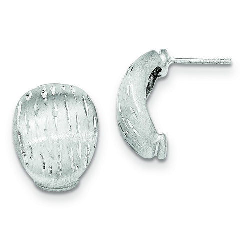 Sterling Silver Satin/Diamond-cut Curved Post Earrings QE11717 - shirin-diamonds
