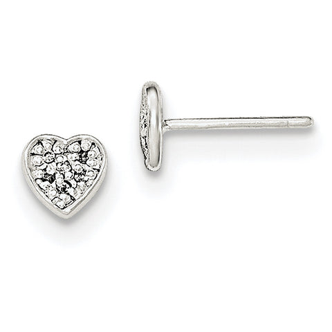Sterling Silver CZ Heart Post Earrings QE11767 - shirin-diamonds