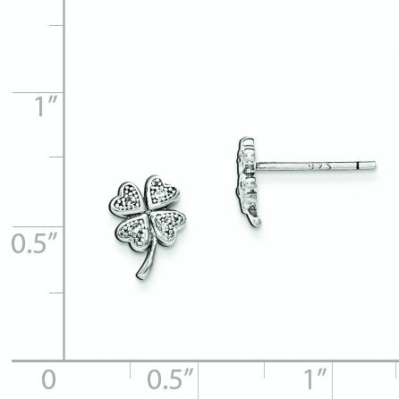 Sterling Silver Rhodium-plated Polished CZ 4 Clover Children's Post Earring QE11843 - shirin-diamonds