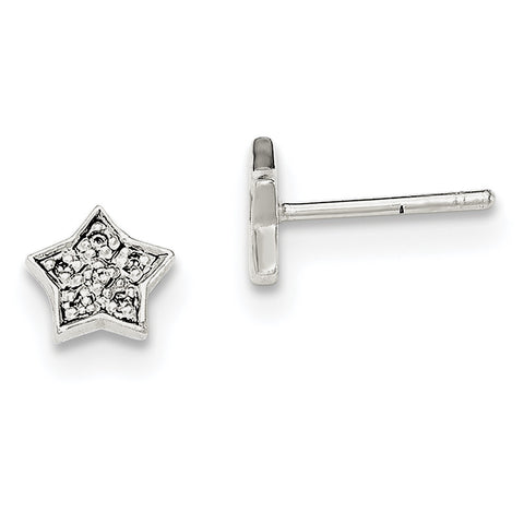 Sterling Silver CZ Star Post Earrings QE11854 - shirin-diamonds