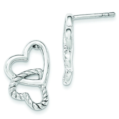 Sterling Silver Hearts Post Earrings QE11873 - shirin-diamonds