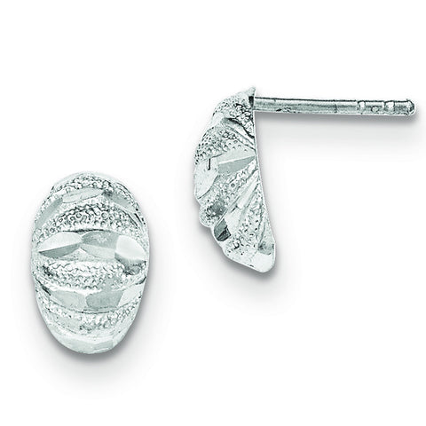 Sterling Silver D/C Textured Post Earrings QE11931 - shirin-diamonds