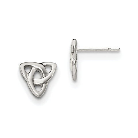 Sterling Silver Polished Celtic Knot Post Earrings QE11972 - shirin-diamonds