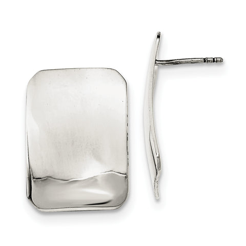 Sterling Silver Polished Plain Rectangle Post Earrings QE12044 - shirin-diamonds