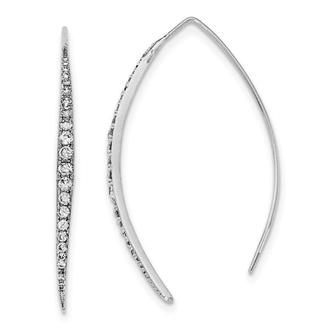 Sterling Silver Rhodium-plated CZ Threader Earrings QE12064 - shirin-diamonds