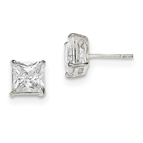 Sterling Silver Polished CZ Post Earrings QE12175 - shirin-diamonds