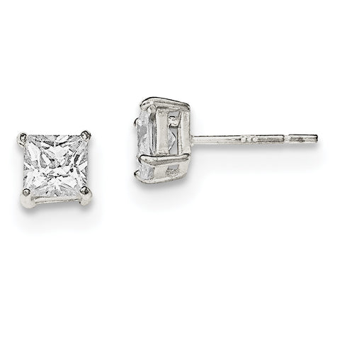 Sterling Silver Polished CZ Post Earrings QE12177 - shirin-diamonds