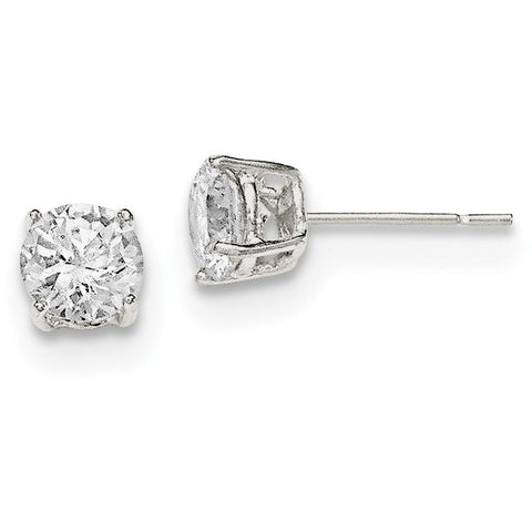 Sterling Silver Polished CZ Post Earrings QE12180 - shirin-diamonds