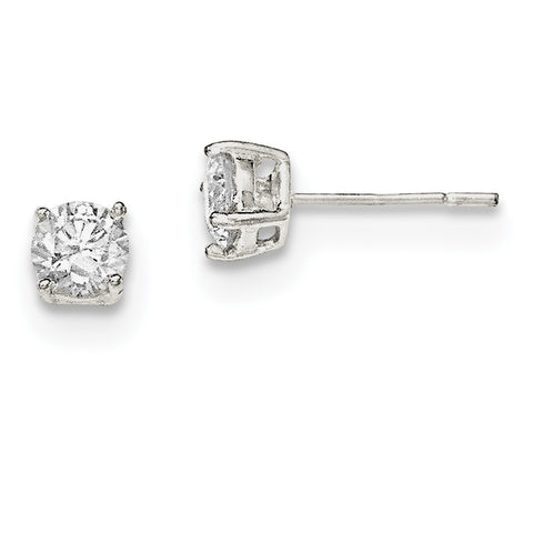 Sterling Silver Polished CZ Post Earrings QE12181 - shirin-diamonds