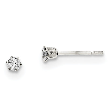 Sterling Silver Polished CZ Post Earrings QE12185 - shirin-diamonds
