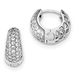 Sterling Silver Rhodium-plated CZ Hinged Hoop Earrings QE12276 - shirin-diamonds