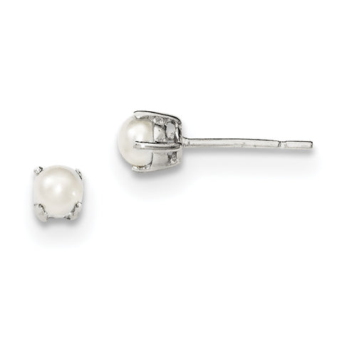 Sterling Silver Polished Freshwater Cultured Pearl Post Earrings QE12334 - shirin-diamonds