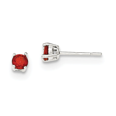 Sterling Silver Polished Red Glass Post Earrings QE12359 - shirin-diamonds